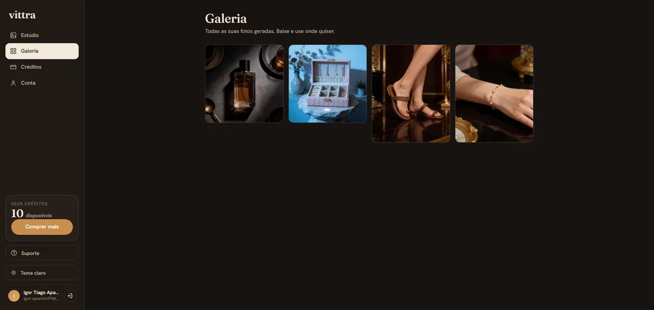 Galeria de fotos geradas na Vittra